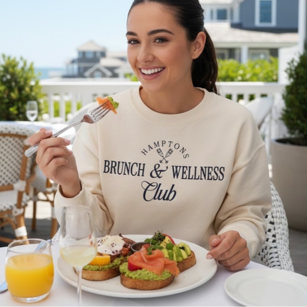 Modern Lux Hamptons Brunch and Wellness Club Sweatshirt - Size Medium